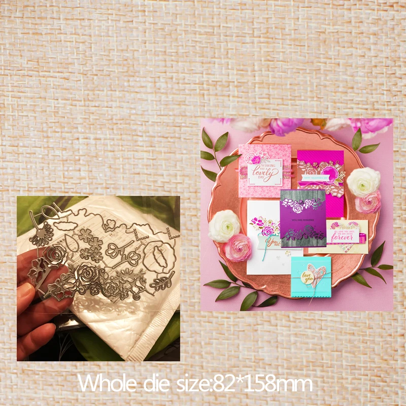 

Flowers Cutting Dies Stencil Craft for DIY Creative Scrapbook Cut Stamps Dies Embossing Paper Hand Craft 82*158 mm