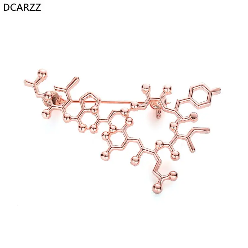 Трендовый значок окситоцин на лацкане, золотые, серебряные, розовые, золотые булавки и броши, медицинские ювелирные изделия для женщин и мужчин, аксессуары на булавке - Окраска металла: Покрытие из розового золота