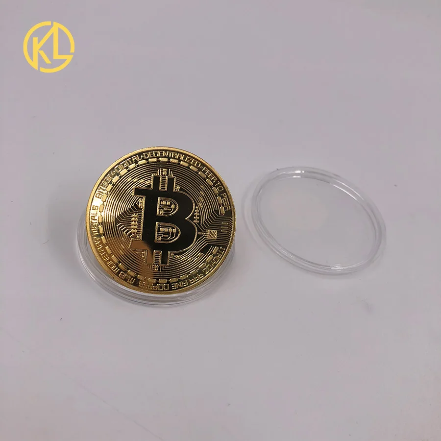 Gold Plated Physical Bitcoins Bit Coin BTC With Case And Nice Gift Box Physical Metal Antique Imitation BTC Coin Art Collection-0