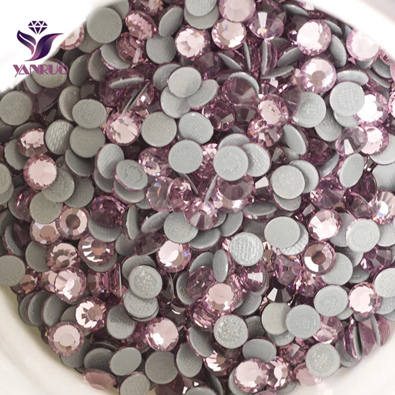 YANRUO 2058HF Light Amethyst Strass Hot Fix Rhinestones Glass Flat Back Adhesive Rhinestone Transfers Crystal wedding Decoration | Дом и сад