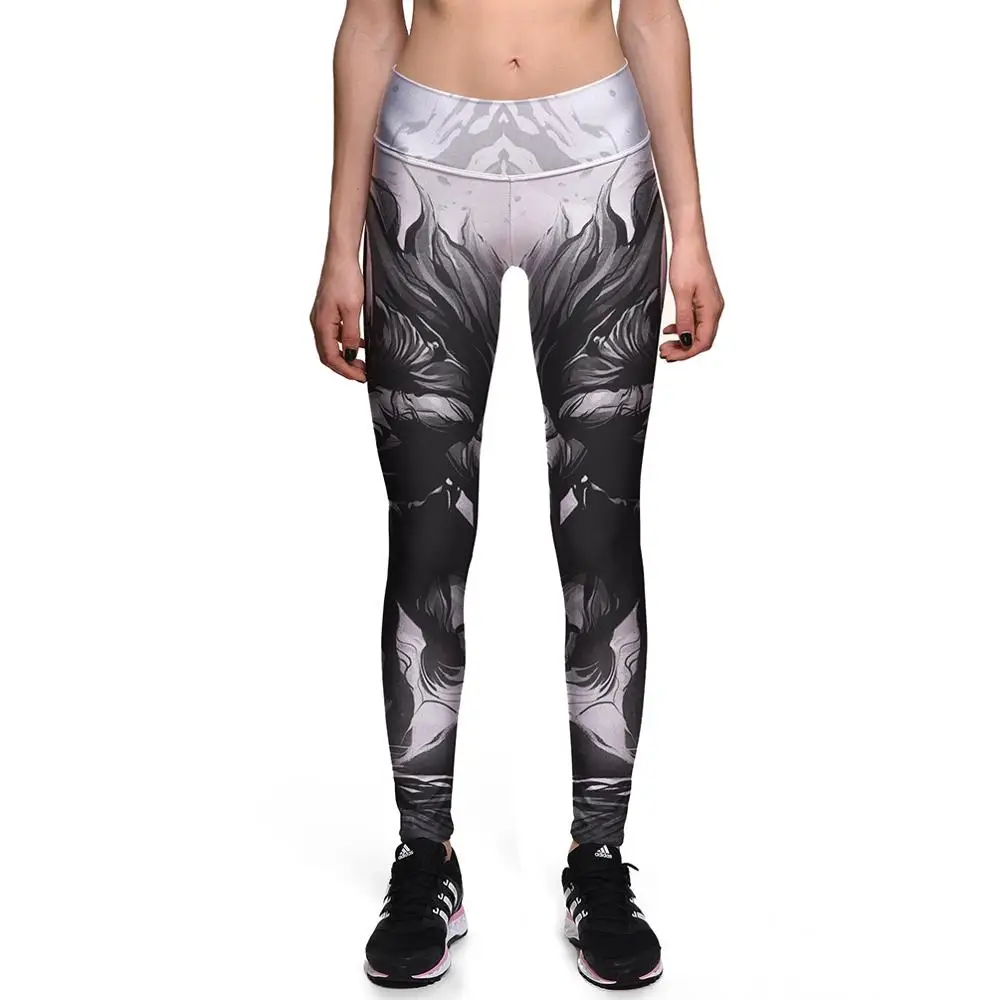 Black VS White Cartoon comic lovers pants Running Yoga