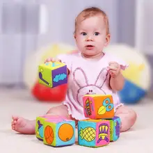 6 шт. плюшевые 3D Пазлы Музыкальная погремушка игрушки когнитивный цифровой фруктовый шар куклы кубики здание блокирует Обучение игрушки для детей