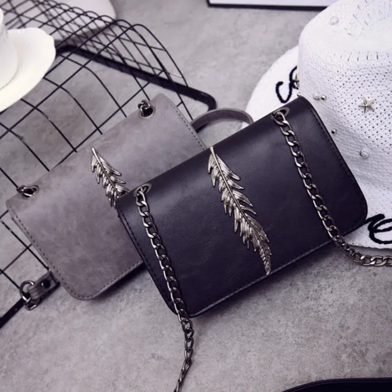 

2019 New Fashion Korean Version Shoulder Bags Women Handbags Leaves Decoration Flap Chain Woman Messenger Bag Crossbody Bags