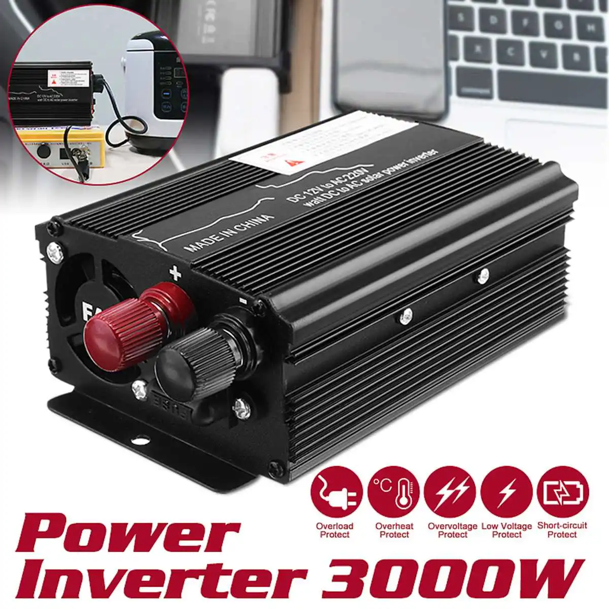 

New Autoleader Solar Inverter DC 24V To AC 220V 3000W Inverter Peaks Power Voltage Transformer Converter Sine Wave