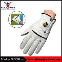 Мужская дышащая мягкая овчина кожаная перчатка для гольфа левая перчатка с противоскользящим гранулом перчатка для гольфа s со съемным шариковым маркером