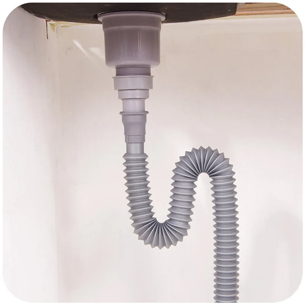 

1PC Kitchen Retractable Plastic Flexible Sink Basin Water Drain Pipe 80cm High Quality