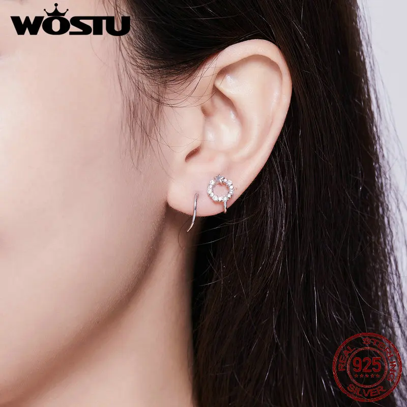 WOSTU 2020 женские серьги из 100% настоящего серебра с фианитами для женщин модные