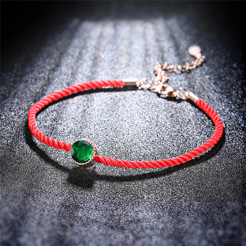 ROXI, новинка, зеленый/красный/синий кристалл, браслеты для женщин, тонкая красная веревочная нить, цепочка, очаровательный браслет, браслеты, ювелирные изделия, браслеты