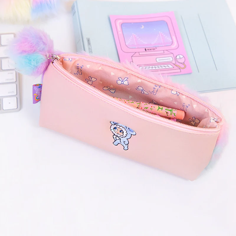 Чехол для ручек Kawaii Rainbow плюшевый пенал девочек подарок симпатичный Карандаш