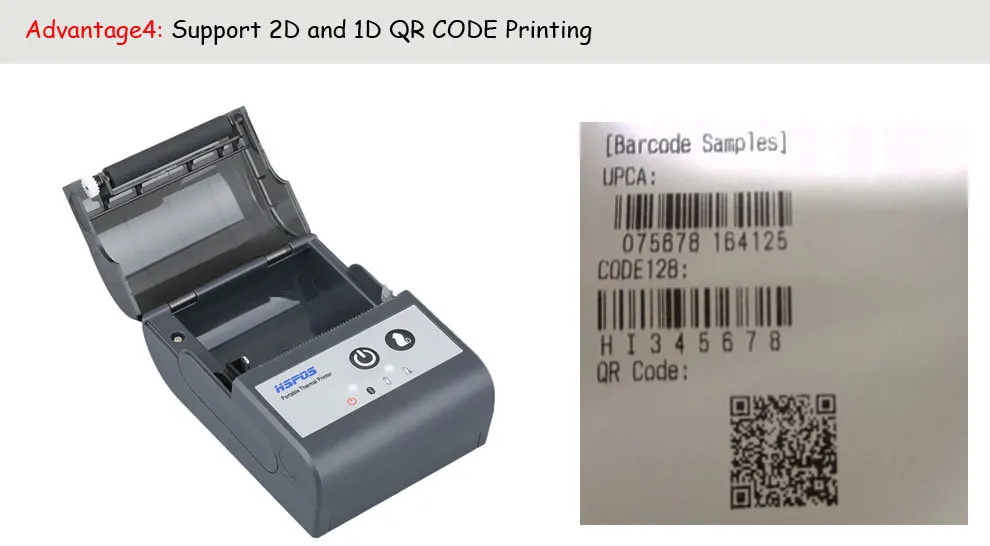 Мини 58 термальный портативный принтер usb bluetooth Порт Печать банкнот Поддержка 1D 2D QR штрих-код с батареей impressora pos продвижение