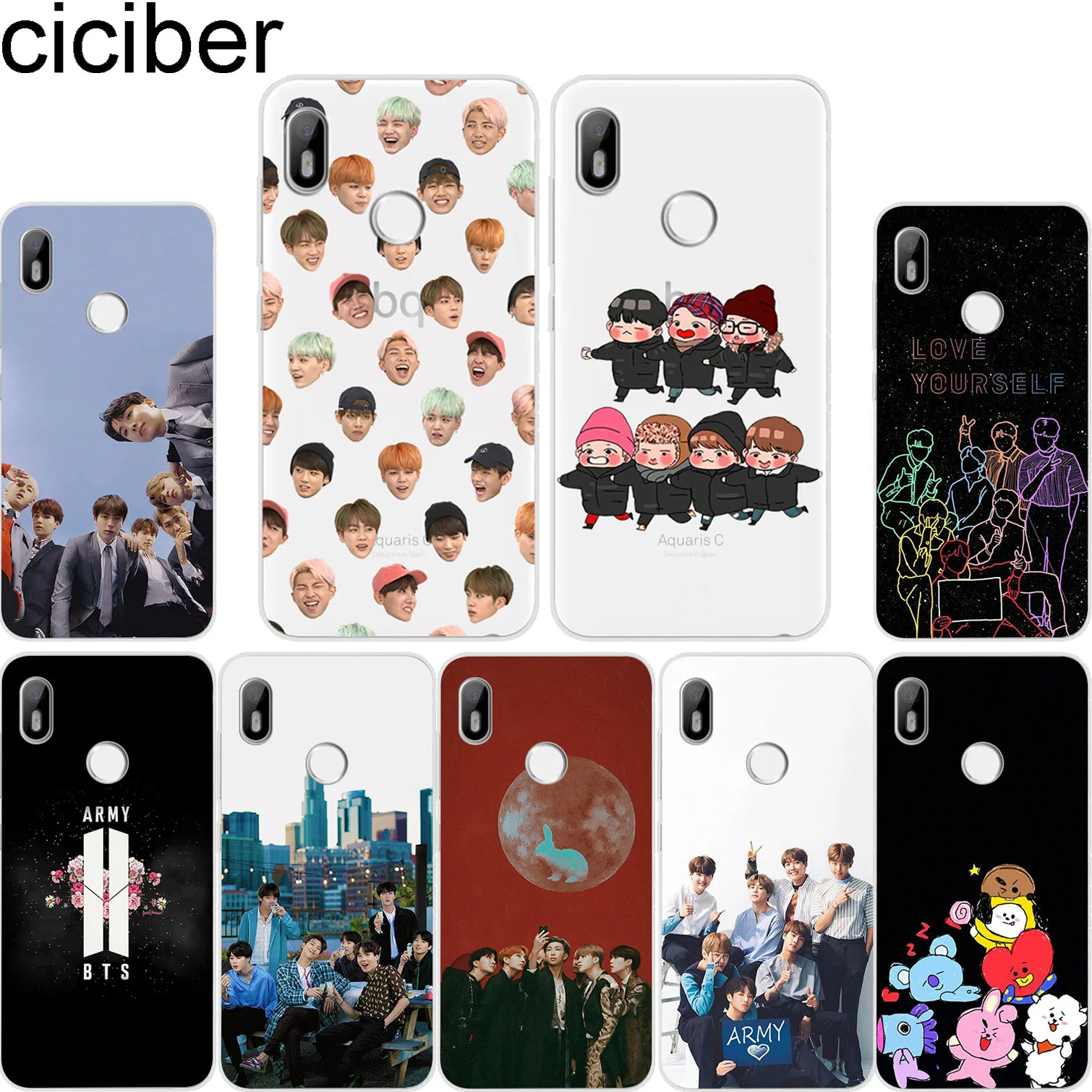 

ciciber Bangtan Boys For BQ Aquaris C U2 U X5 V VS X2 X Lite Pro Plus E5 s E4.5 M5 M5.5 M4.5 Back Cover Clear TPU Phone Cases