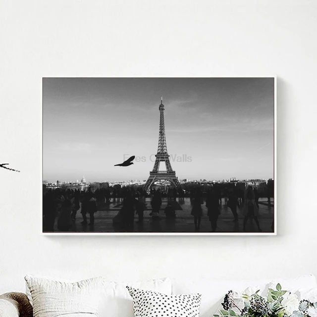 Tidak Bingkai Poster Paris Menara Eiffel Hitam Putih Modern Kanvas