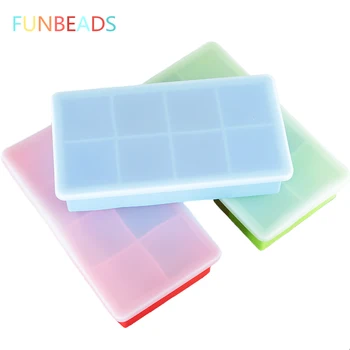 

5pcs/lot Ice Cream Molds Large 8 Grid Silicone Ice Molds With Cover Frozen Popsicle Molds Ice Cube Tray CM007
