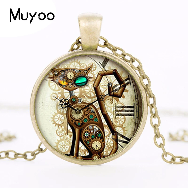 Новинка 2017 подвеска в виде кошки hotSteampunk часы стиле стимпанк круглые подвески с