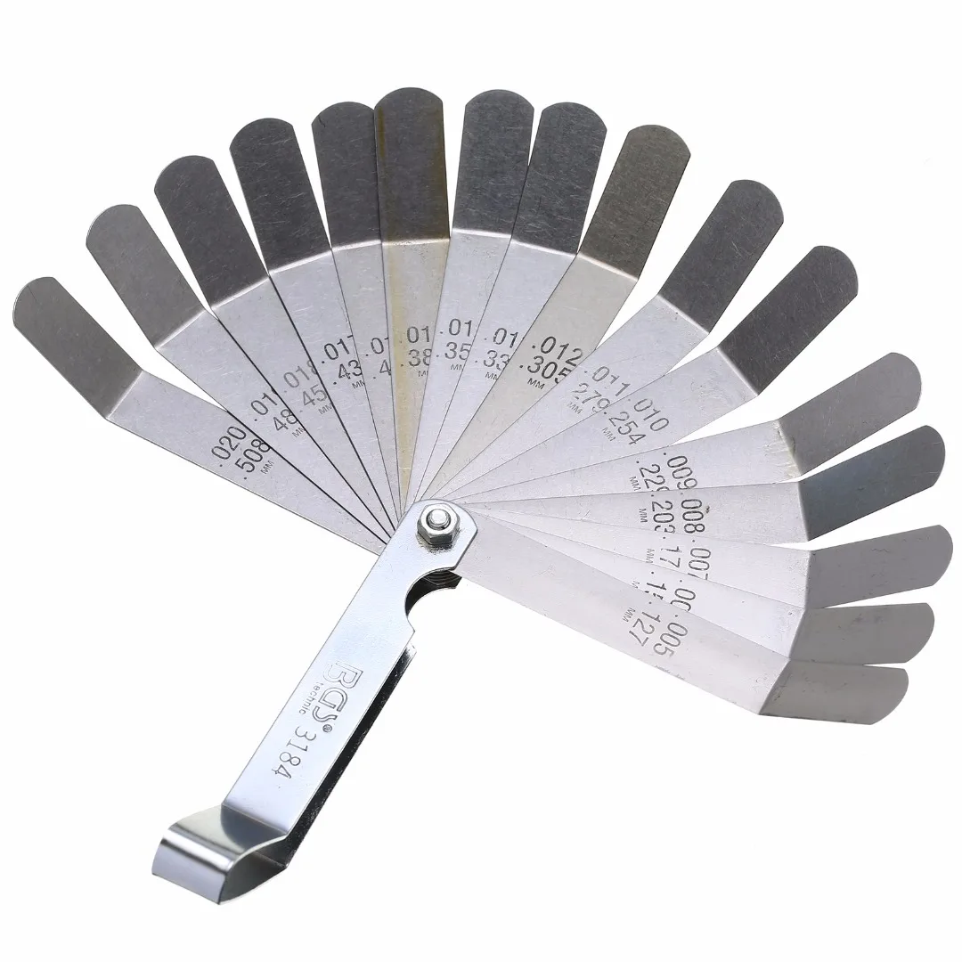1pcs 16 Blade High Strength Metric 0.127-0.508 mm Stainless Steel Valve Offset Feeler Gauge Measuring Tool