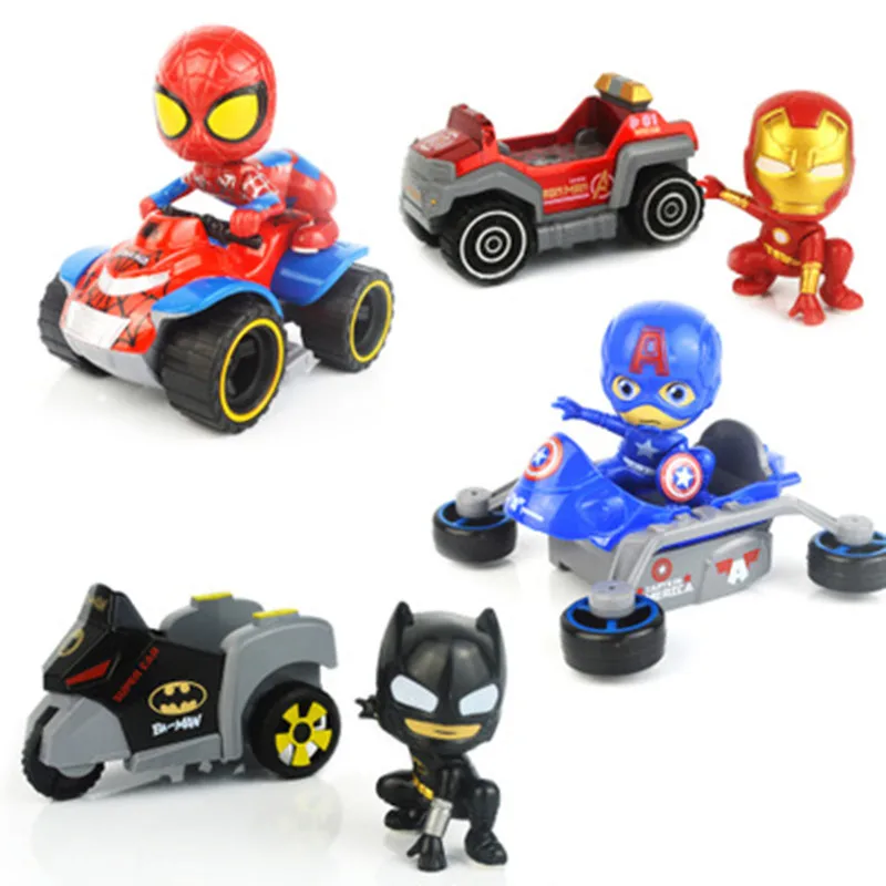 

Avengers: Hero Mini Figure Toy Cartoon Captain America Iron Man Bat Man Spider-man Display Model Toys Avengers Pull Back Car D64