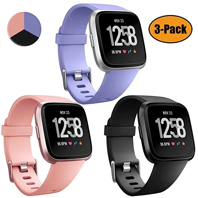 3 шт цветной мягкий силиконовый сменный спортивный ремешок для Fitbit versa 2, браслет на запястье, ремешок, браслет