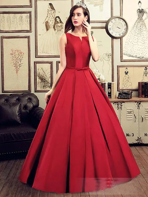 Simple Red Long Formal Dresses