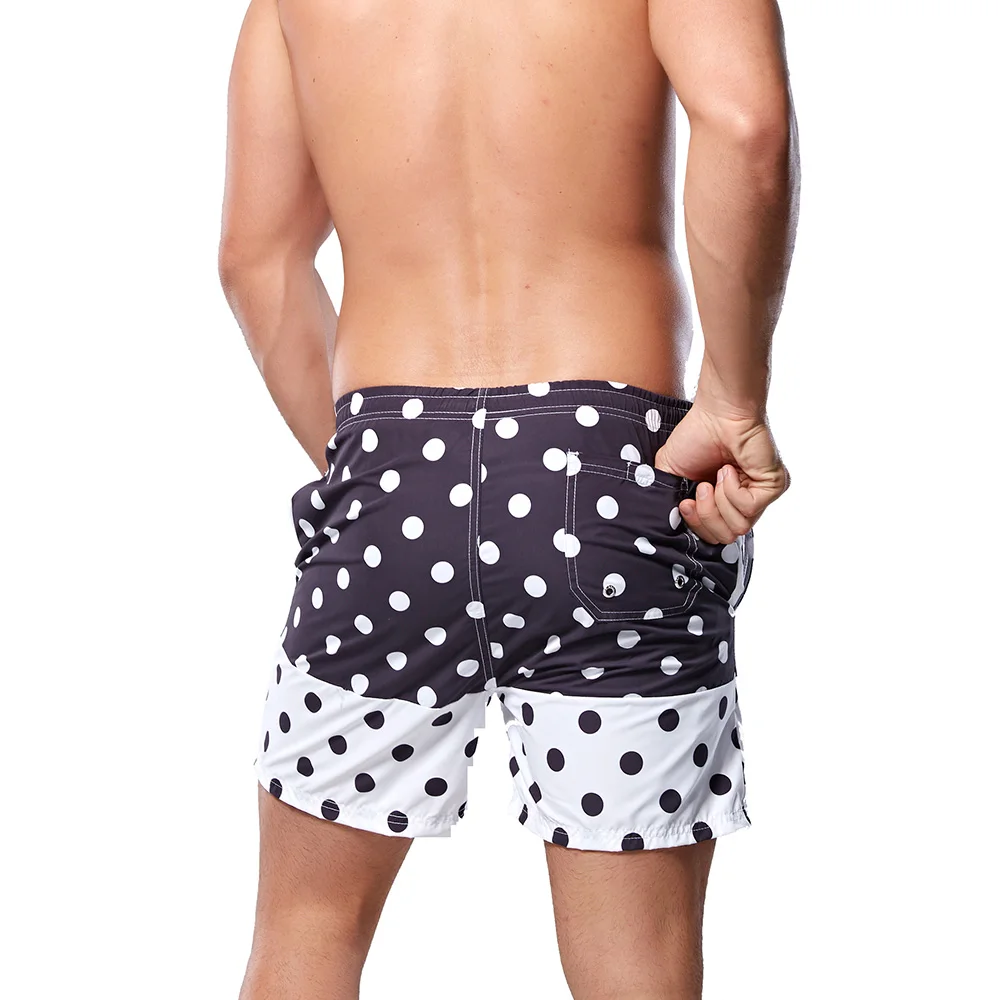 Color Dot Mens Beach Short Elastic Waist Quick Dry Swim Trunks Mesh Lining