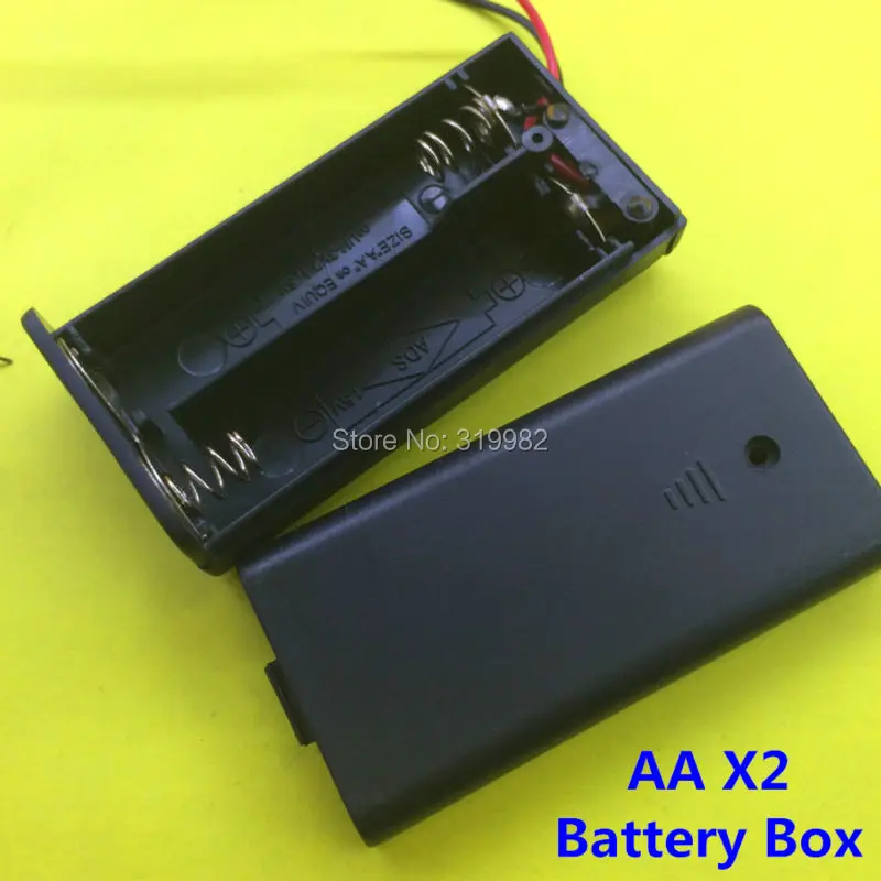 2х пластиковая Батарейная коробка для 2 шт AA зажим батарей держатель 2X1.5V 3В с