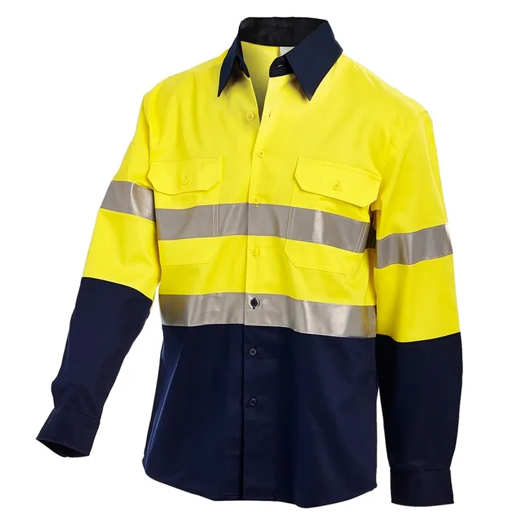 SPARDWEAR Hi Vis two tone long sleeve yellow light weight reflective ...