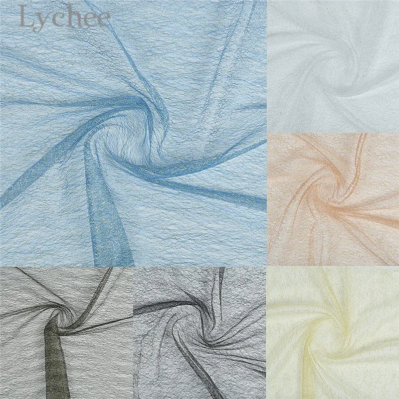 

Lychee 1M Gold Silver Color Lace Net Tulle Fabric Mesh Fabric for Clothes DIY Sewing Material Supplies