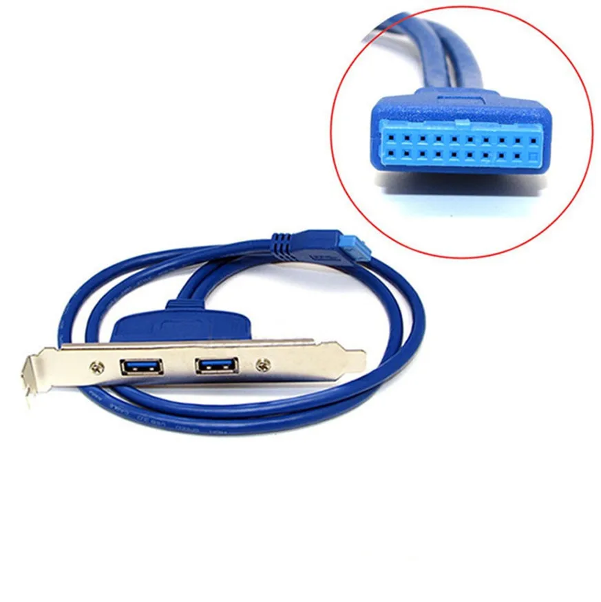 

Dual USB 3.0 A Female to 20 Pin Male Bracket Motherboard Adapter Back Panel Extension Data Transfer Cable For PC Computer 50CM