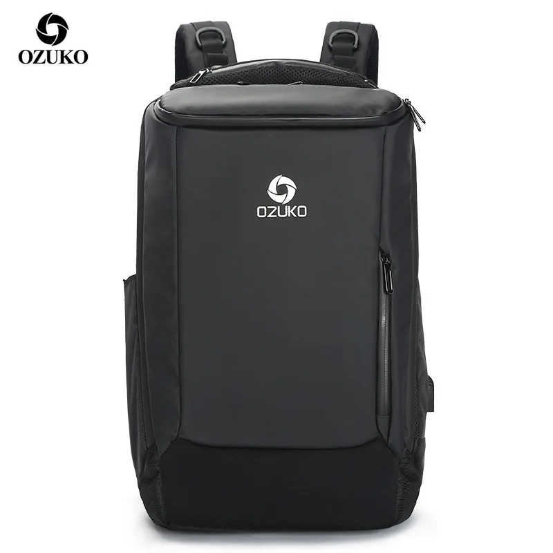 

OZUKO Brand Business Mens Travel Backpack USB Charging Waterproof 17 Inch Male Laptop Bag Fashion Baggage Back Pack for Men