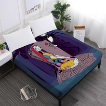 Couples Skeleton Bed Sheet Grim Reaper Print Fitted Sheet Halloween Mattress Cover Horrible Bedclothes Elastic Band D30