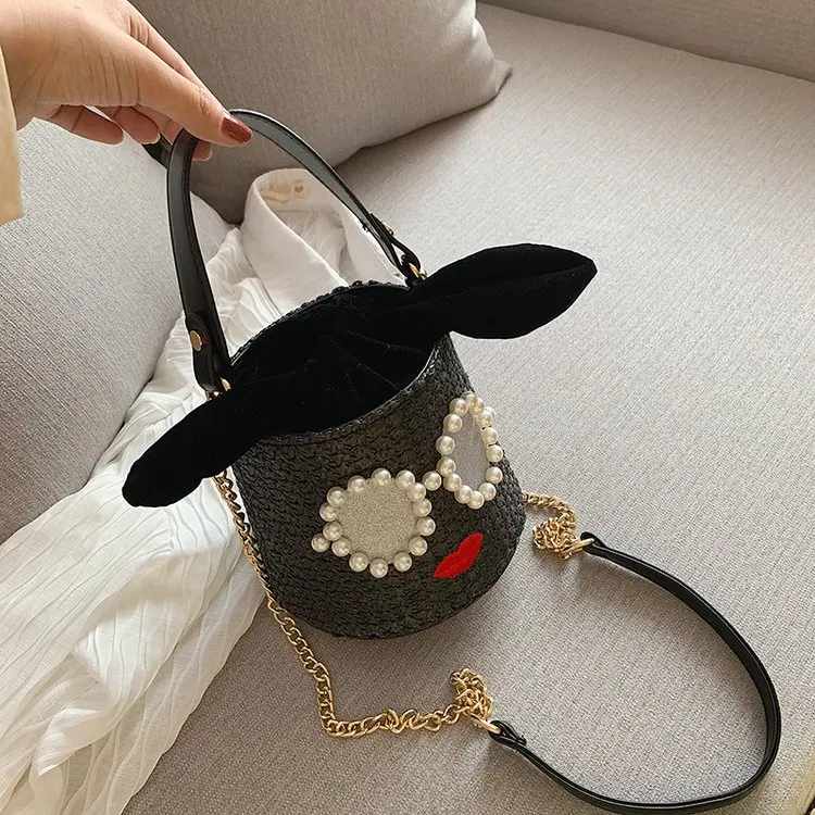 fashion simple bucket bag women's designer handbag high quality linen high quality single shoulder slant straddle bag qq444