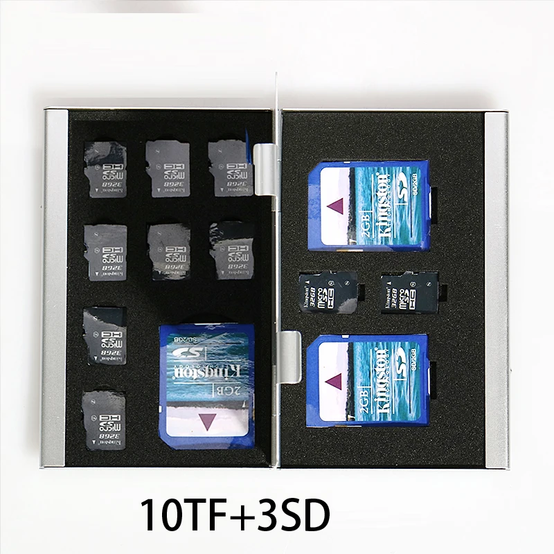 Серебряный Красный Синий в 1 алюминиевый ящик для хранения сумка кошелек с отделами для карт кошелек большой емкости для 2* Cf 3* sd 10* mirco для Sd