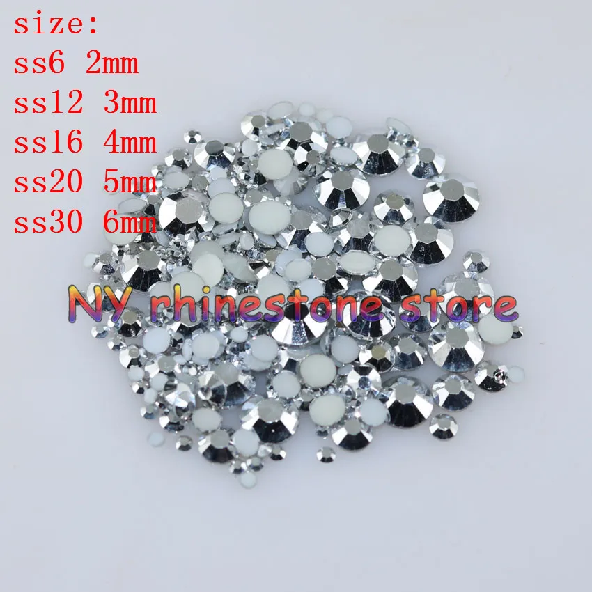 

DIY,100-1000pcs/bag,SS6/12/16/20/30,Nail Art Tips,Mine silver resin flatback crystal rhinestone"not hotfix"nails for phone case