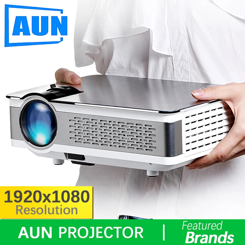 Marca AUN 1920*1080 proyector ¡3.800 lúmenes AKEY5! Full HD proyector Android con WIFI Bluetooth (Opcional AKEY5)