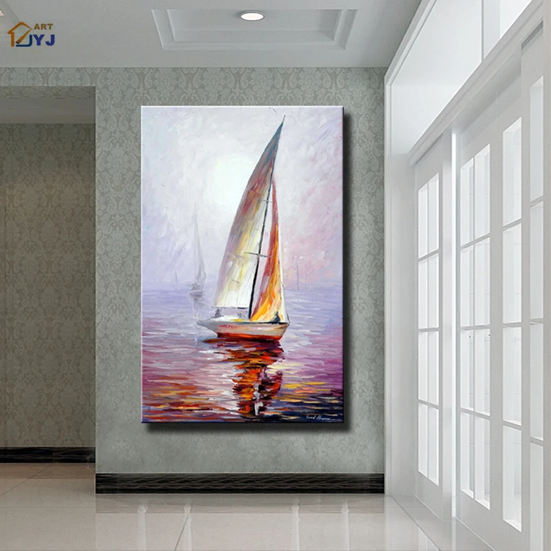 

Newest Hand Painted Oil Painting Canvas Wall Modern Abstract Seascape Picture Home Decoration for Living Room No Framed SL009