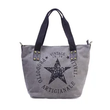 2020 gran estrella de impresión de lona VINTAGE bolsos de hombro mujeres viaje Tote Factory Outlet de talla grande multifuncional LW-384