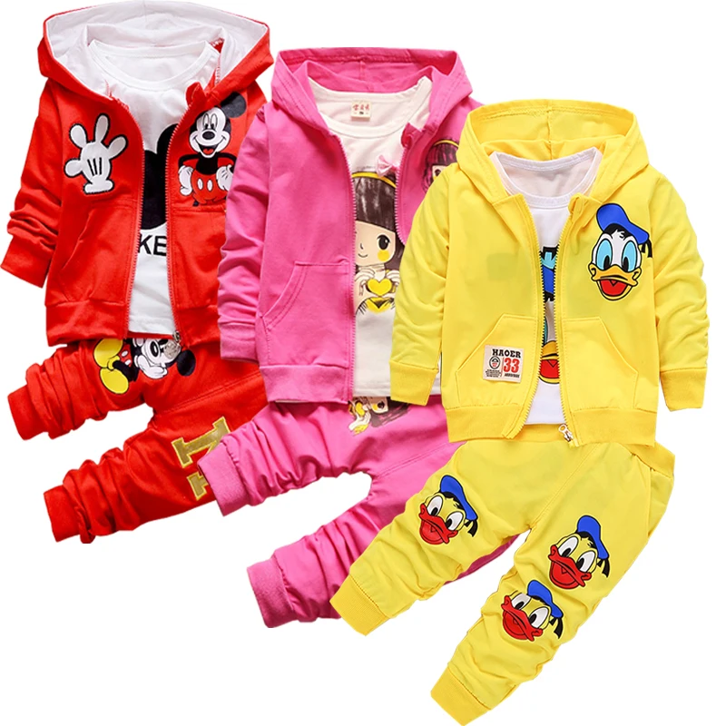

Spring Autumn Baby Girls Boys Clothes Sets Infant Cotton Coat+T Shirt+Pants 3pcs bebes menino tracksuit Children clothing set