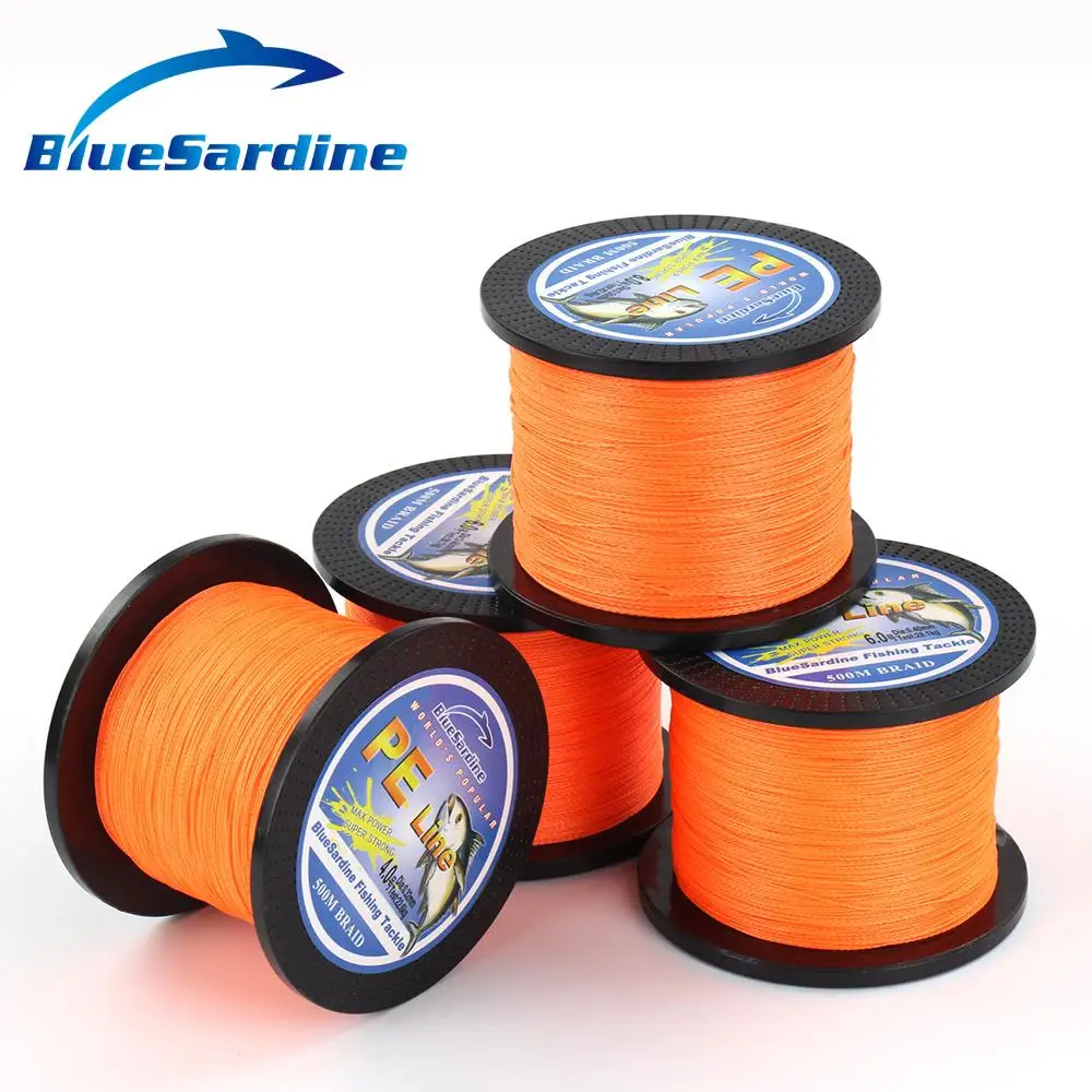 BlueSardine 500M Multifilament Braided Fishing Line PE Braid Peche Pesca Tackle Orange Wires | Спорт и развлечения
