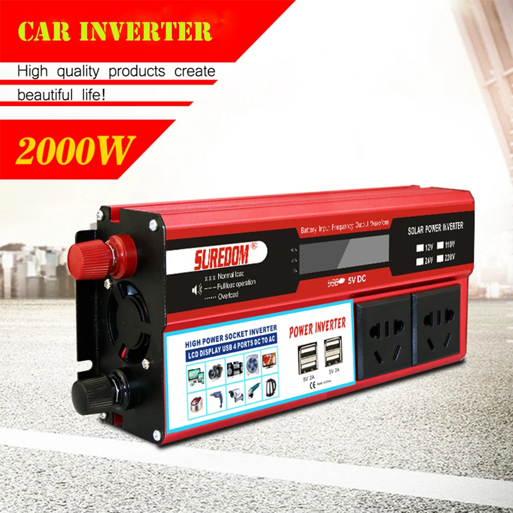

2000W Modified Sine Wave Car Power Inverter Solar Inverter Step Up Converter Peak Power 4000w Voltage Transformer
