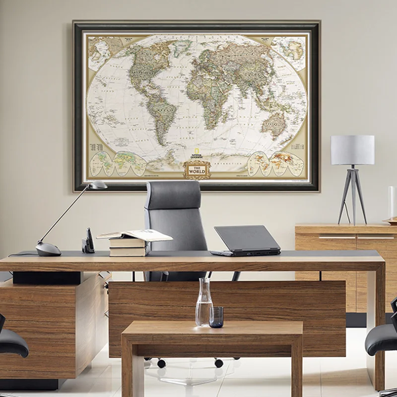 

TIE LER Vintage Retro Matte Kraft Paper World Map Antique Poster Wall Sticker Home Decora 72*47CM