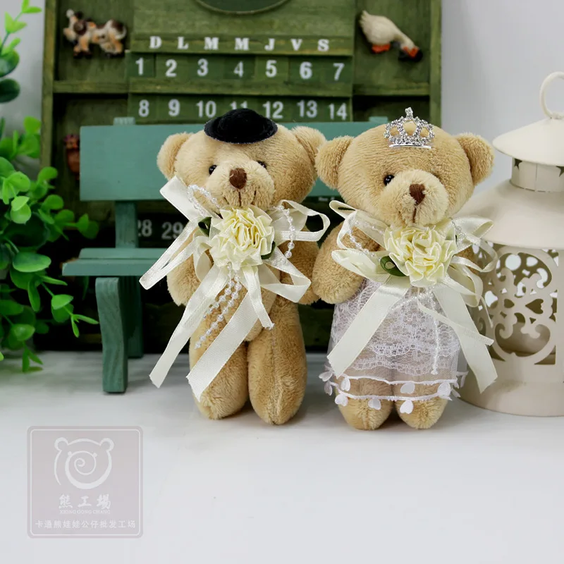 2 piezas Weeding decoración regalos Mini muñecas del oso de peluche juguetes 14 cm parejas oso de peluche juguetes de peluche de felpa animales peluches de animales