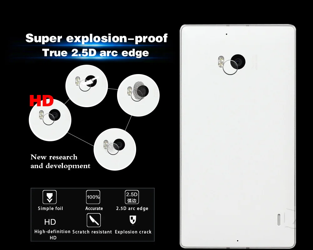 Rear Camera Lens 2.5D Tempered Glass Film For Nokia Lumia 930 Back Explosion-proof Protective With Clean Cloth | Мобильные телефоны