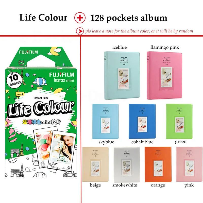 Fujifilm Instax Mini Фильм жизнь Цвет 10 листов для 9 8 7 s 70 90 25 мгновенных Polariod Камера принтер