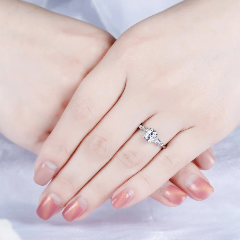 Transmems 10 к белое золото 5*7 мм Подушка пленительное F цвет обручальное кольцо для женщин три обручальное кольцо с камнем