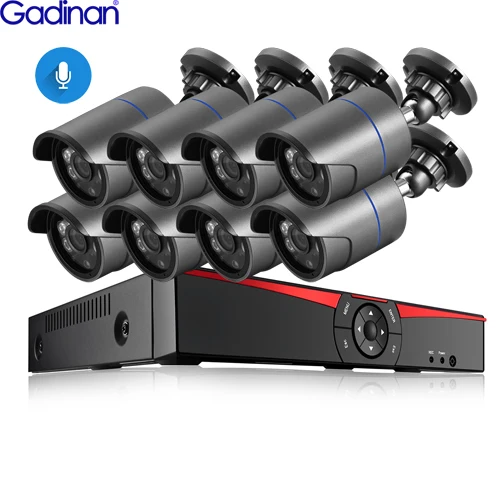 8CH NVR and 8Cameras Gadinan 8CH 4MP HDMI POE NVR комплект CCTV система безопасности 4.0MP 3.0MP наружная аудио запись ip-камера комплект видеонаблюдения 2 ТБ HDD - Цвет: 8CH NVR and 8Cameras