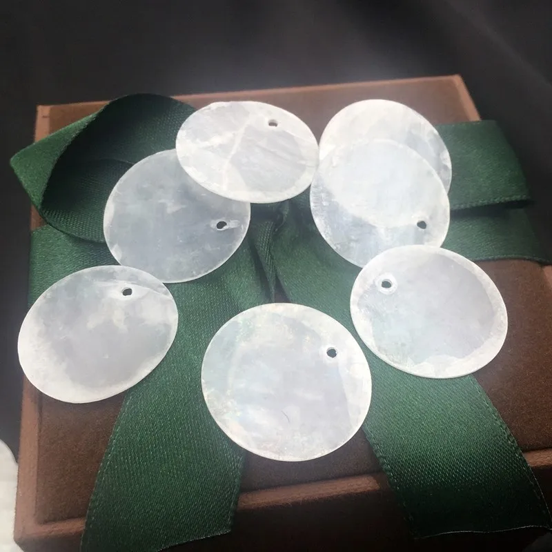 

35MM 150Pcs Natural Mirror Shell Flat Round Shape Freshwater Shell Jewelry Beads