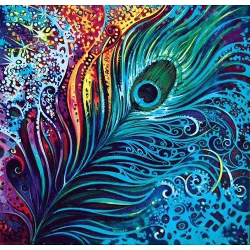 5D DIY Diamond Painting,needlework,peacock's feathers,full square