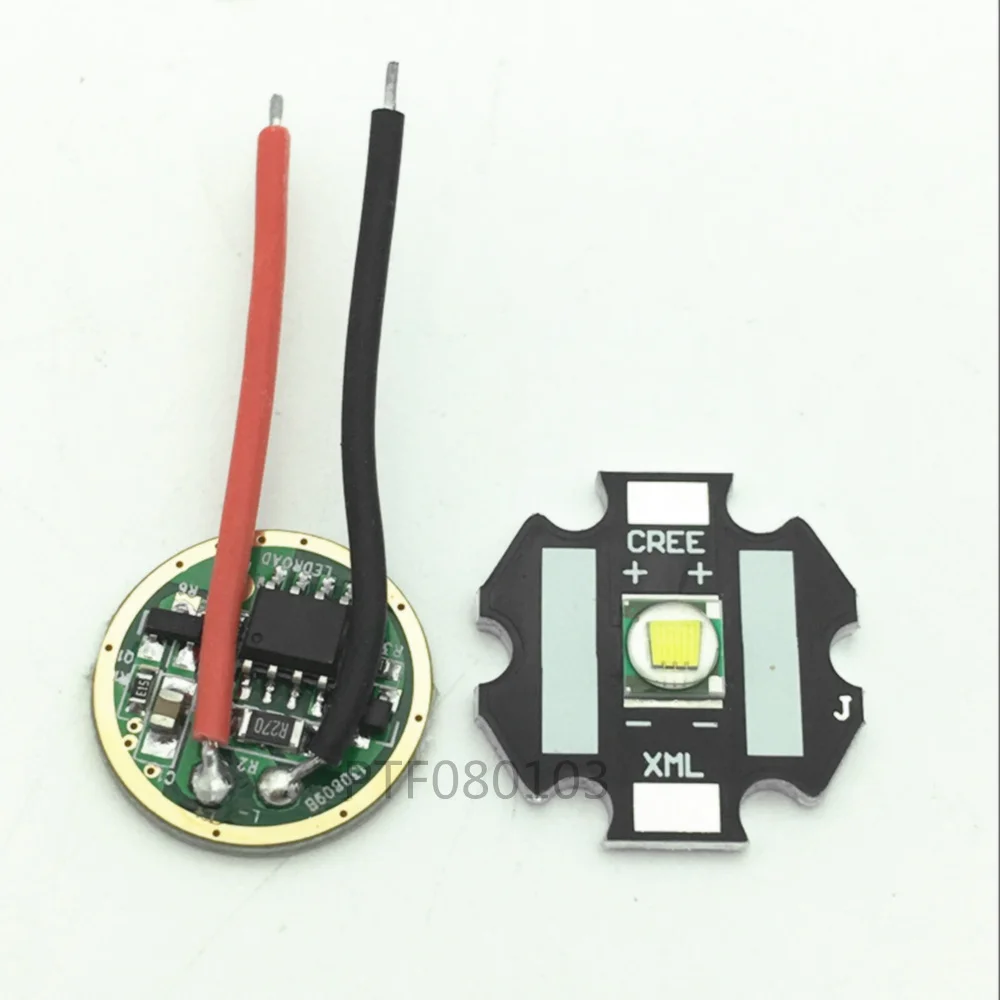 

2pcs Cree XM-L T6 10W Cool White 6500k LED Light + T6 L2 DC 3.7V 2.5A XML LED Dimmer Driver For DIY