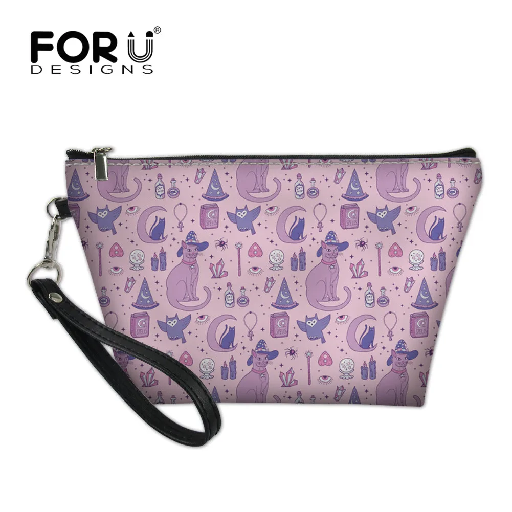 

FORUDESIGNS Mystical Cats Prints Travel Cosmetic Bag Organizer Women Zipper Makeup Bag Female Small Necessity Beauty Pencil Case