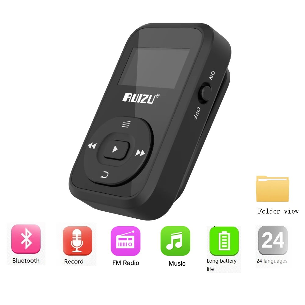 New Arrival Original RUIZU X26 Sport Bluetooth MP3 Player 8gb Clip Mini with Screen Support FM,Recording,E-Book,Clock,Pedometer