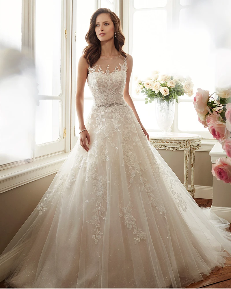 Vestido De Noiva Boho новинка 2019 блестящие свадебные платья трапециевидной формы с поясом